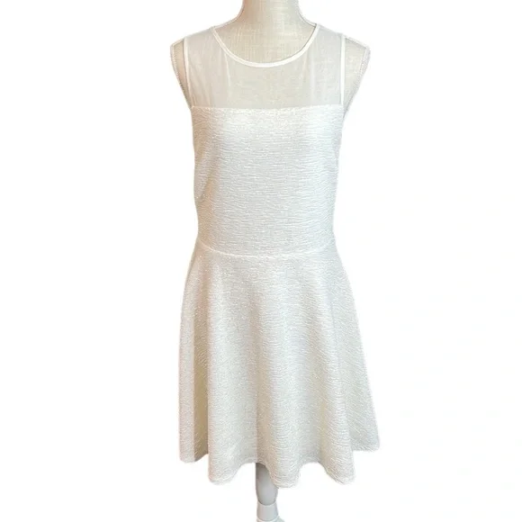 Bar III Sleeveless Above Knee Mini Dress White Glitter Womens XL Bride Bridal - Picture 1 of 10